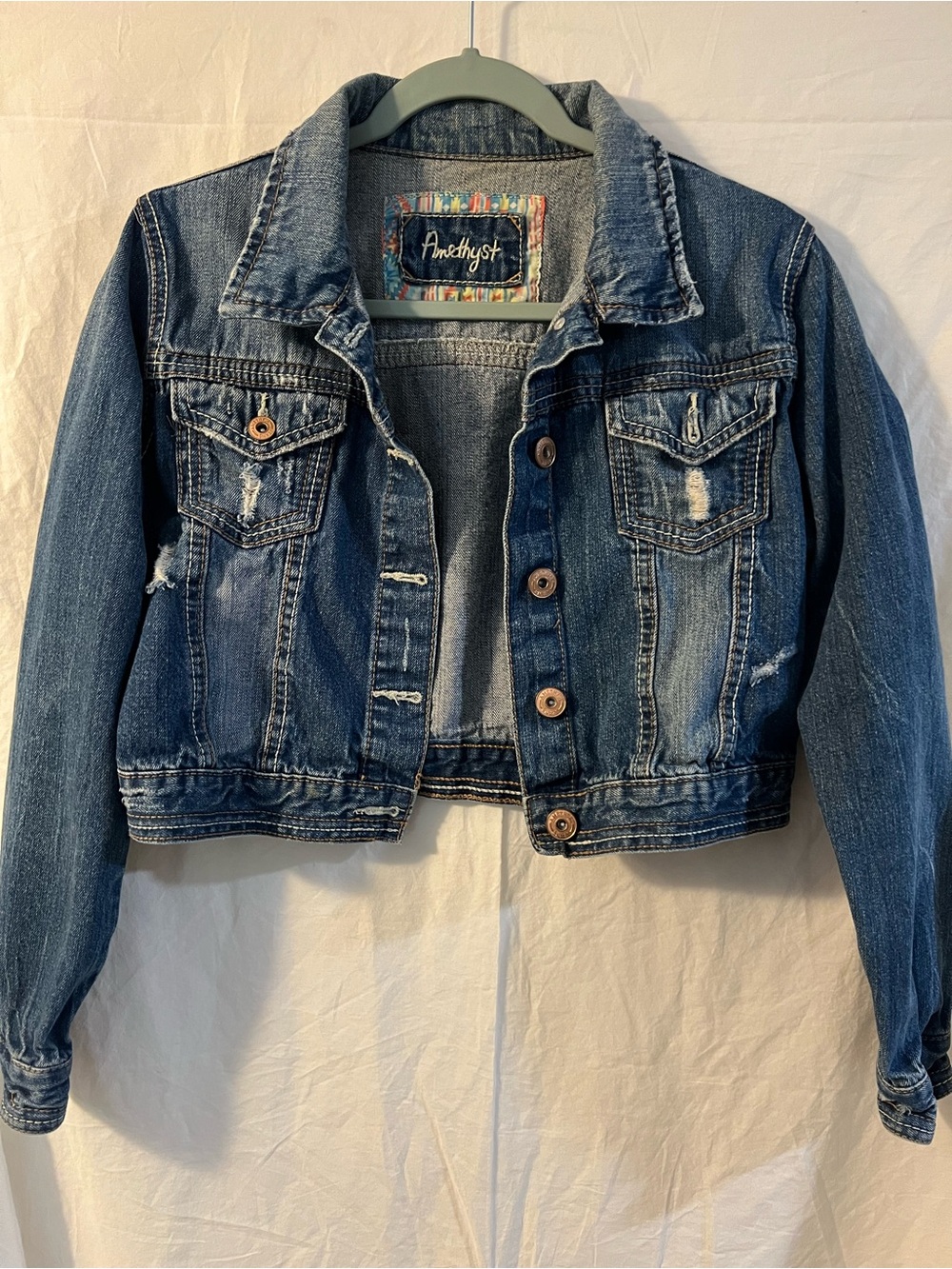Amethyst Jeans Blue Cropped Denim Jacket